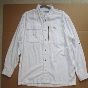 Natural Gear Mens Sz M Fishing Shirt White Long Sleeve Outdoor Vented Pockets